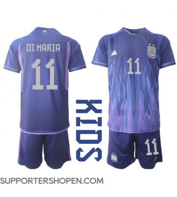 Argentina Angel Di Maria #11 Bortatröja Barn VM 2022 Kortärmad (+ korta byxor)